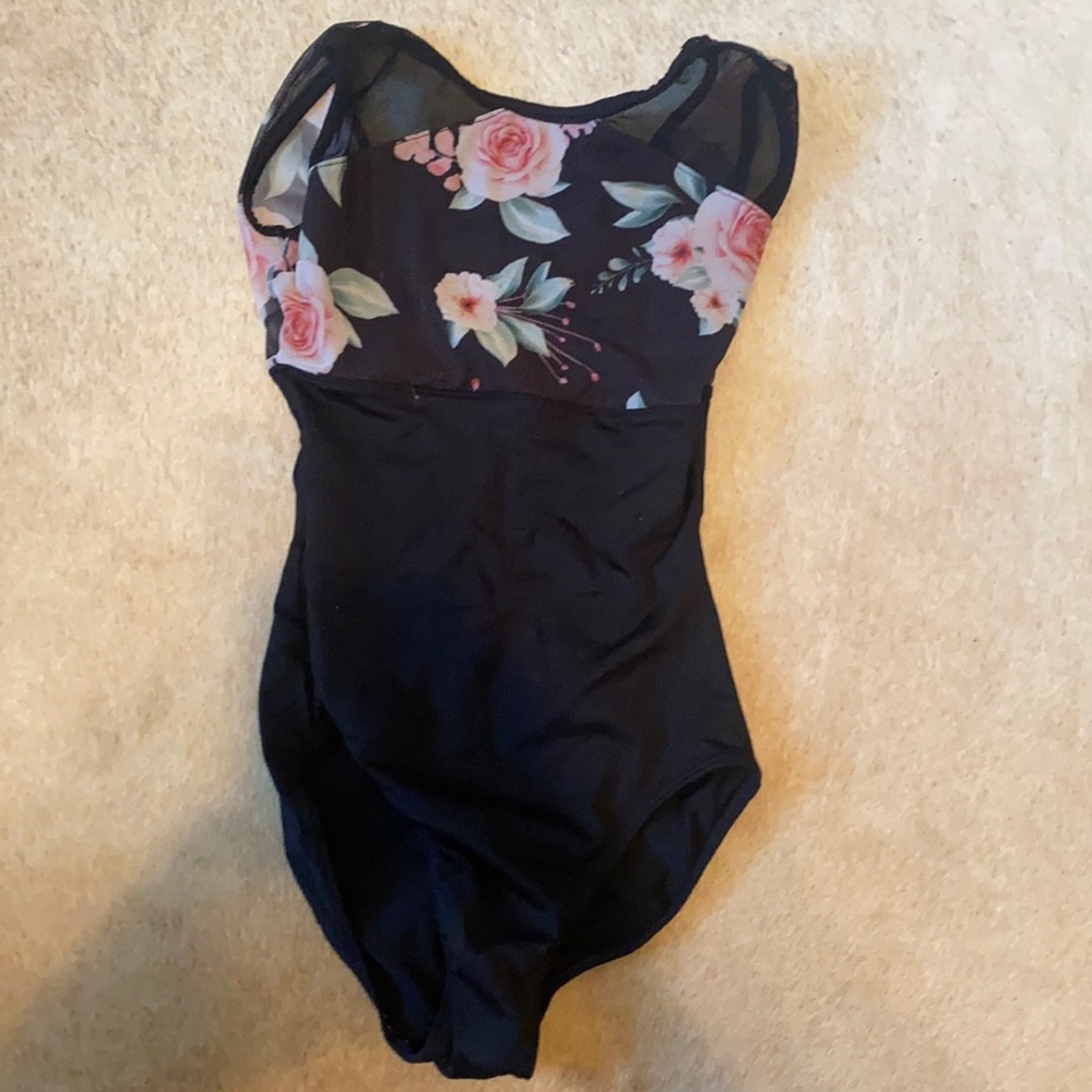 So Danca black leotard with mesh roses